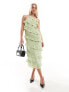 Pretty Lavish one shoulder ruffle midaxi dress in sage green