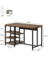 Kitchen Island with Storage Shelves, Industrial Small Dining Island Table with 5 Shelves, Butcher Block Island with Large Worktop, Saving Space, Rustic Brown Not Include Stools）