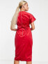 Фото #2 товара Closet London Maternity kimono sleeve velvet midi dress with wrap tie in red