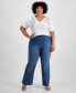Фото #1 товара Plus Size High-Rise Pull-On Flare-Leg Jeans, Created for Macy's