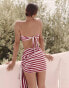 4th & Reckless x Luana Barron mala stripe mini beach sarong in cherry red