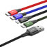 Фото #4 товара Kabel przewód USB 4w1 Iphone Lightning 2 x USB-C microUSB w nylonowym oplocie 3.5A 1.2m czarny