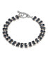 Dark Blue 2-Row Rhinestone Toggle Bracelet