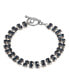 ფოტო #1 პროდუქტის Dark Blue 2-Row Rhinestone Toggle Bracelet