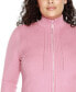 ფოტო #4 პროდუქტის Black Label Plus Size Mock Neck Ribbed Zip Up Sweater