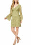 Фото #2 товара Betsey Johnson 155620 Women's Lace Bell Sleeves Cocktail Dress Olive Sz. 10