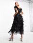 Amy Jane London Aurelia tulle sequin maxi dress in black