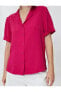 Standart Gömlek Yaka Çizgili Fuşya Kadın Gömlek 3sak60021pw