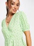 Фото #3 товара Mango button down midi dress in green geo print