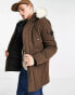 Фото #1 товара Sixth June parka jacket in brown with fur hood and buckle detail