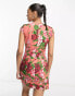 ASOS DESIGN mini button through twill dress with cup detail in bloom floral print