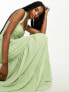 Фото #7 товара ASOS DESIGN Tall ruched bodice halter tiered maxi dress in sage green