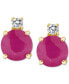 ფოტო #3 პროდუქტის Ruby (1-1/3 ct. t.w.) & Diamond Accent Stud Earrings in 14k Gold (Also in Emerald & Sapphire)