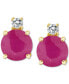 Ruby (1-1/3 ct. t.w.) & Diamond Accent Stud Earrings in 14k Gold (Also in Emerald & Sapphire)