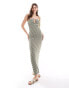 Фото #1 товара ASOS DESIGN crochet stripe bandeau maxi dress with trim detail in green