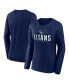 Фото #1 товара Women's Navy Tennessee Titans Plus Size Foiled Play Long Sleeve T-shirt
