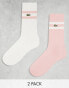 Фото #1 товара Lacoste 2 pack tipped ankle socks in white/pink