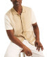 Men's Jacquard Short Sleeve Striped Button-Front Shirt