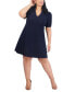 Фото #3 товара Plus Size V-Neck Short-Sleeve A-Line Dress