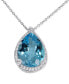 ფოტო #3 პროდუქტის Blue Topaz (24 ct. t.w.) & White Topaz (1/2 ct. t.w.) 18" Pendant Necklace in Sterling Silver