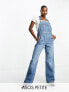 ASOS DESIGN Petite denim dungaree in mid blue