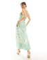 Vero Moda high neck maxi dress in green watercolour floral