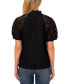 Фото #2 товара Women's Floral Lace Puff Sleeve Split Neck Top