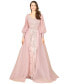 Women's Long Sleeve Lace Gown with Removable Over Skirt