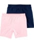 Фото #3 товара Kid 2-Pack Navy/Pink Bike Shorts 8