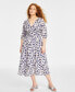 Фото #1 товара Women's Cotton Surplice-Neck 3/4-Sleeve Midi Dress, Created for Macy's