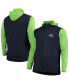 Фото #1 товара Men's College Navy and Neon Green Seattle Seahawks Big and Tall Alpha Full-Zip Hoodie Jacket