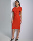 Фото #6 товара Women's Ruched Flutter-Sleeve Sheath Dress