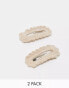 Фото #1 товара DesignB London pack of 2 crochet hair clips in cream