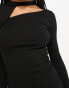 Фото #8 товара Urban Revivo cut out long sleeve mini dress in black