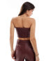 Фото #7 товара Extro & Vert PU bandeau top in burgundy co-ord