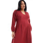 Фото #6 товара ASOS DESIGN Curve textured balloon sleeve midi dress in raspberry