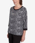 Runway Ready Women's Houndstooth Textured Top Multi Black, M - фото #3