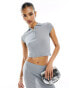 Фото #2 товара ASOS DESIGN polo collar top in grey blue in grey blue co-ord