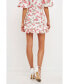 ფოტო #5 პროდუქტის Women's Floral Linen Ruffled Mini Skirt