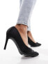 New Look satin mesh court heeled shoes in black