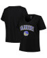 ფოტო #1 პროდუქტის Women's Black Golden State Warriors Plus Size Arch Over Logo V-Neck T-shirt