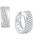 ფოტო #1 პროდუქტის Diamond Pave Small Huggie Hoop Earrings (1/2 ct. t.w.) in 14k White Gold