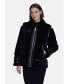 Фото #1 товара Women's Shearling Jacket, Silky Black With Black Wool