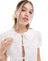 Bershka poplin peplum tie detail top in white