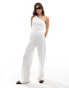 Mango straight leg co-ord trousers in white