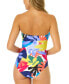 Фото #2 товара Women's Printed Twist-Front Bandeau One-Piece Swimsuit