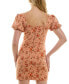 Фото #2 товара Juniors' Floral-Print Twist-Front Bodycon Dress