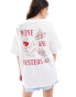 Фото #1 товара ASOS DESIGN oversized t-shirt with wine and oysters in graphic in white