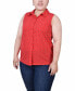 ფოტო #1 პროდუქტის Plus Size Sleeveless Notch Collar Button Front Blouse