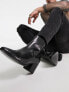 Фото #3 товара ASOS DESIGN heeled chelsea boots with pointed toe in black leather